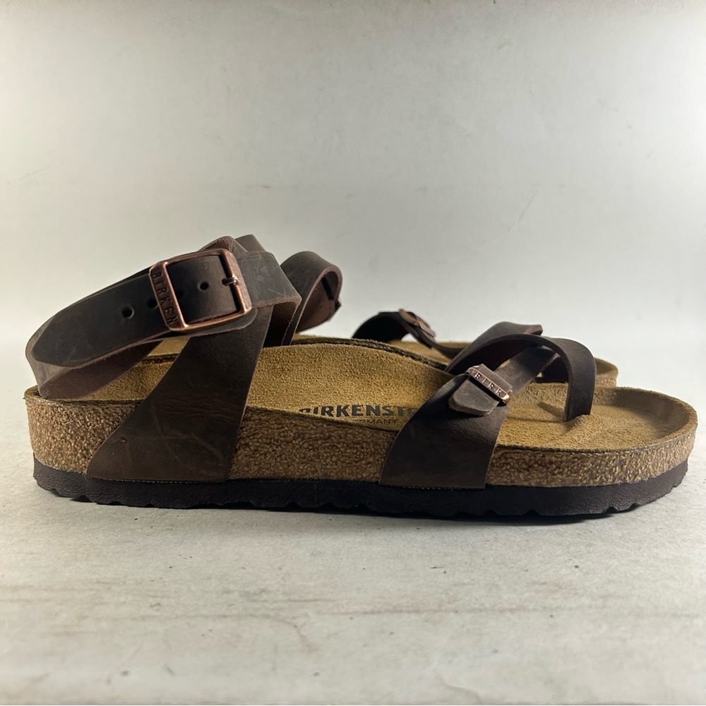 NEW Birkenstock Yara Women’s Leather Buckle Sandals Brown Size EU 38 US 7.5